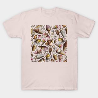 Cartoon Hand-drawn Dessert Pattern T-Shirt